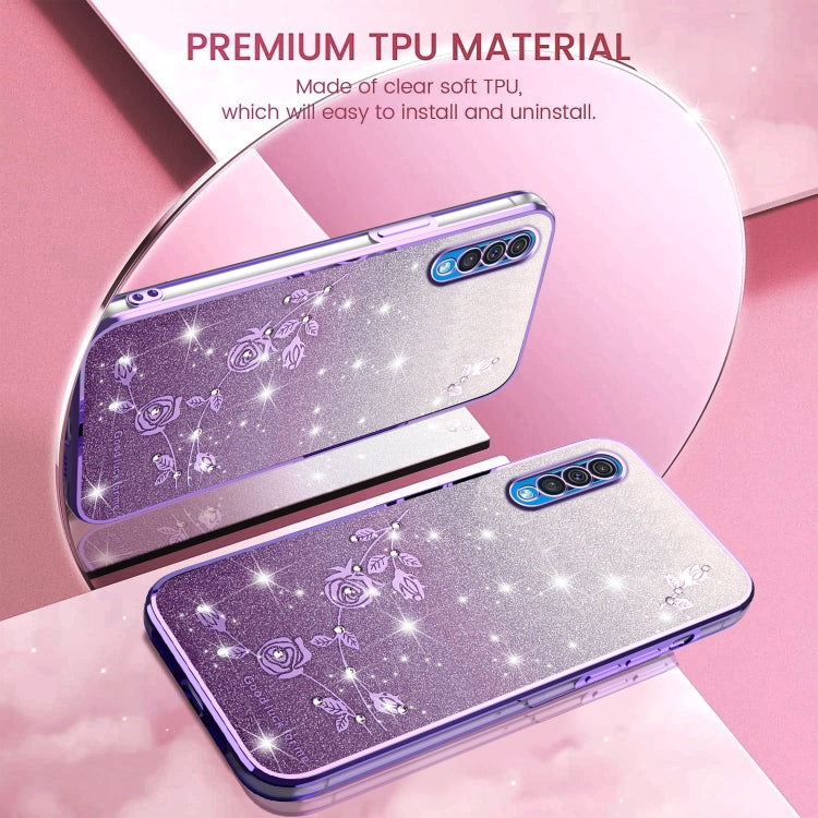 For Samsung Galaxy A50 Gradient Glitter Flower All-inclusive Phone Case