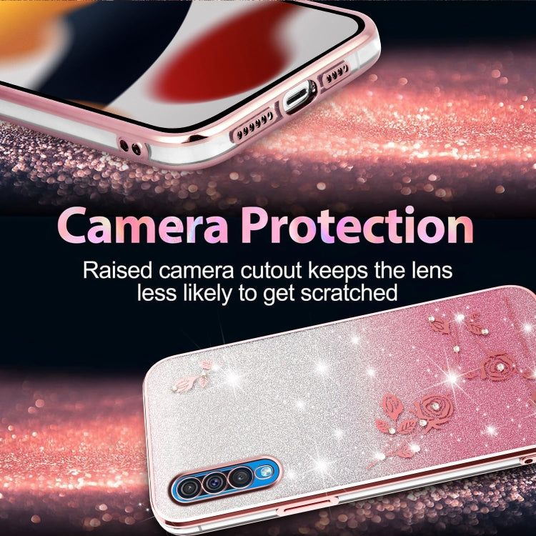 For Samsung Galaxy A50 Gradient Glitter Flower All-inclusive Phone Case