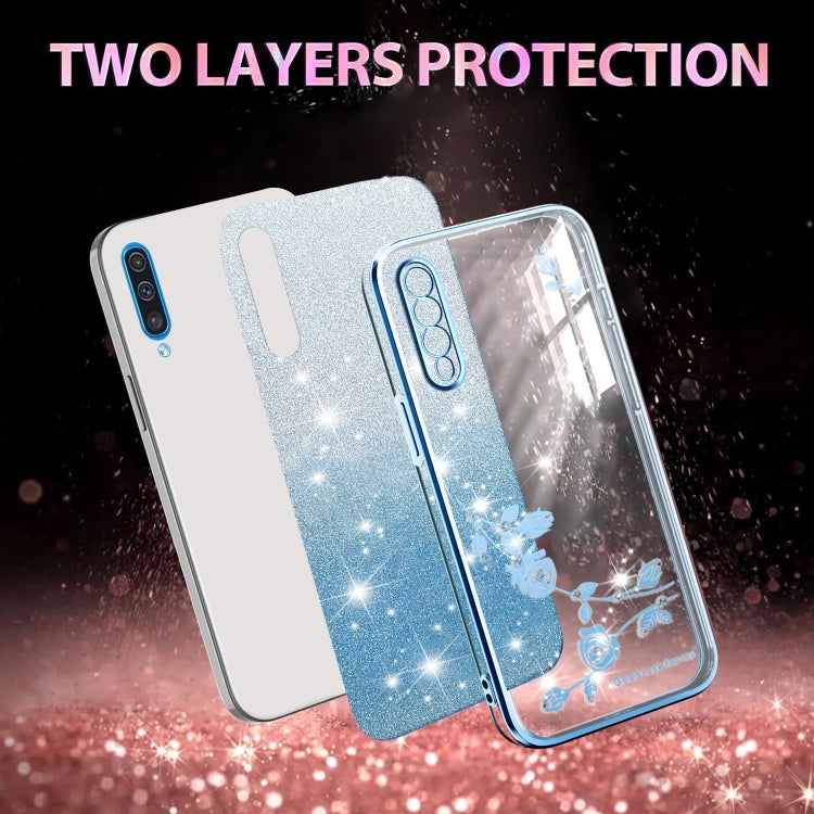 For Samsung Galaxy A50 Gradient Glitter Flower All-inclusive Phone Case