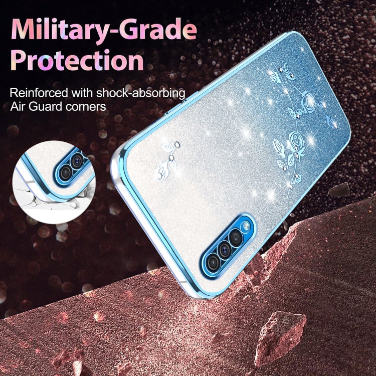 For Samsung Galaxy A50 Gradient Glitter Flower All-inclusive Phone Case