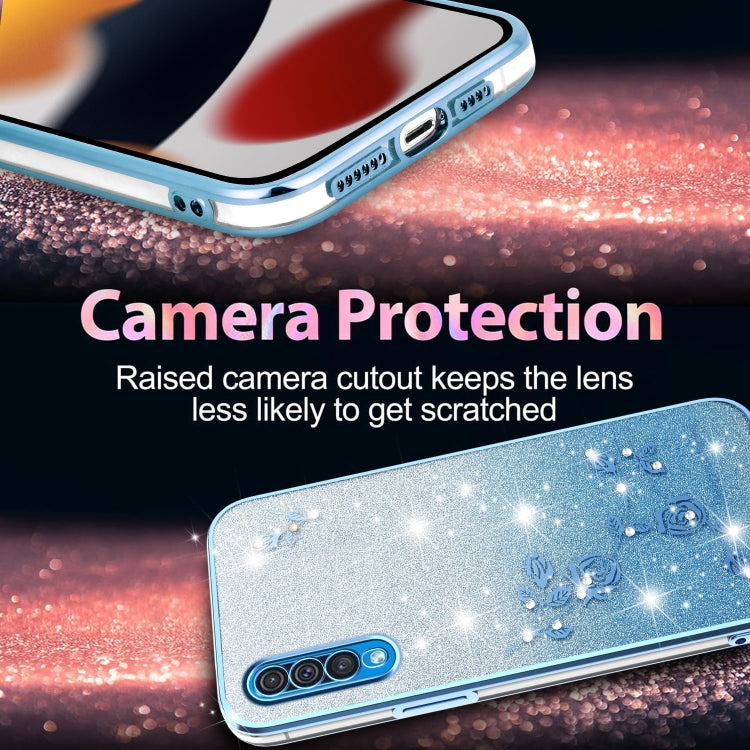 For Samsung Galaxy A50 Gradient Glitter Flower All-inclusive Phone Case