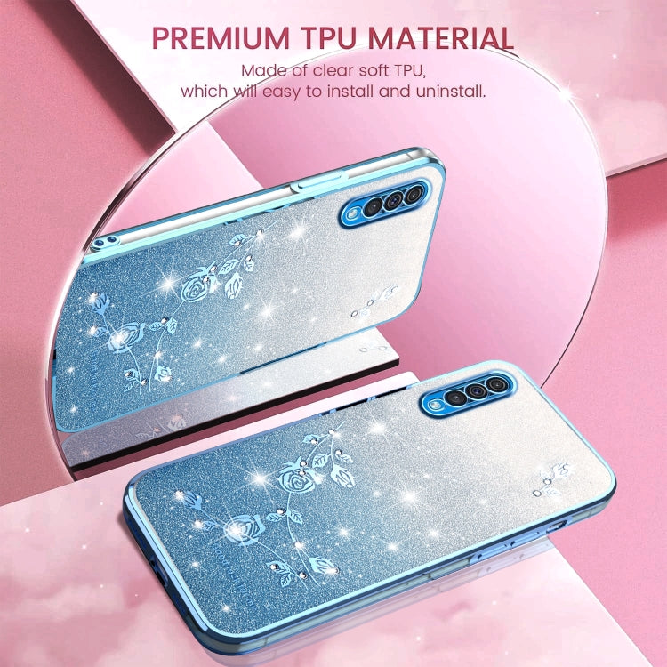 For Samsung Galaxy A50 Gradient Glitter Flower All-inclusive Phone Case