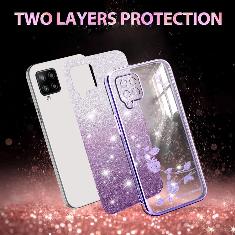 For Samsung Galaxy A42 Gradient Glitter Flower All-inclusive Phone Case