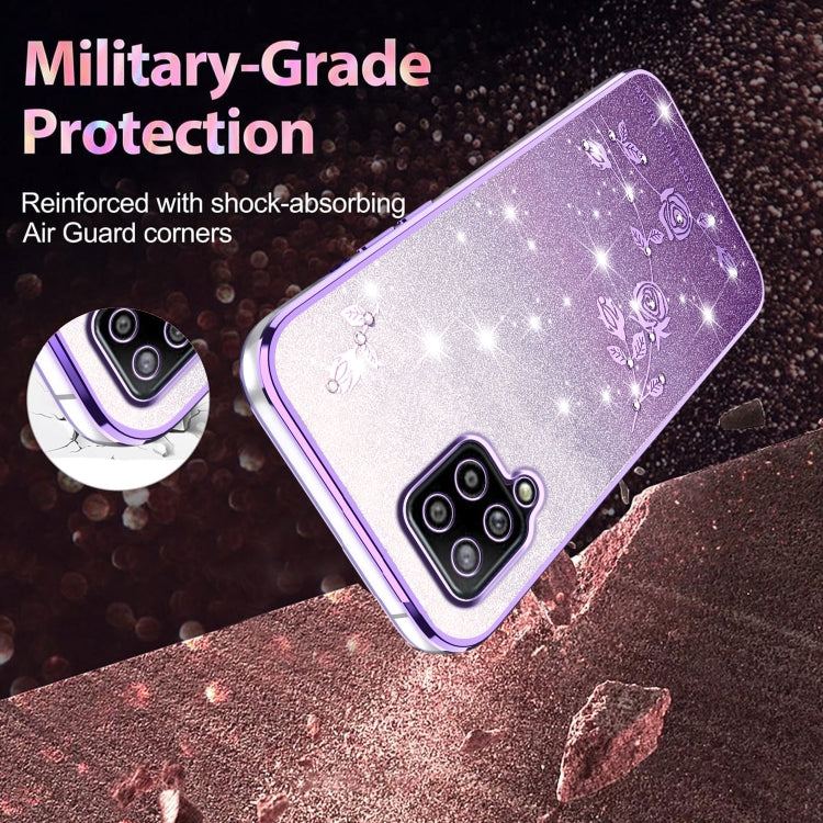 For Samsung Galaxy A42 Gradient Glitter Flower All-inclusive Phone Case