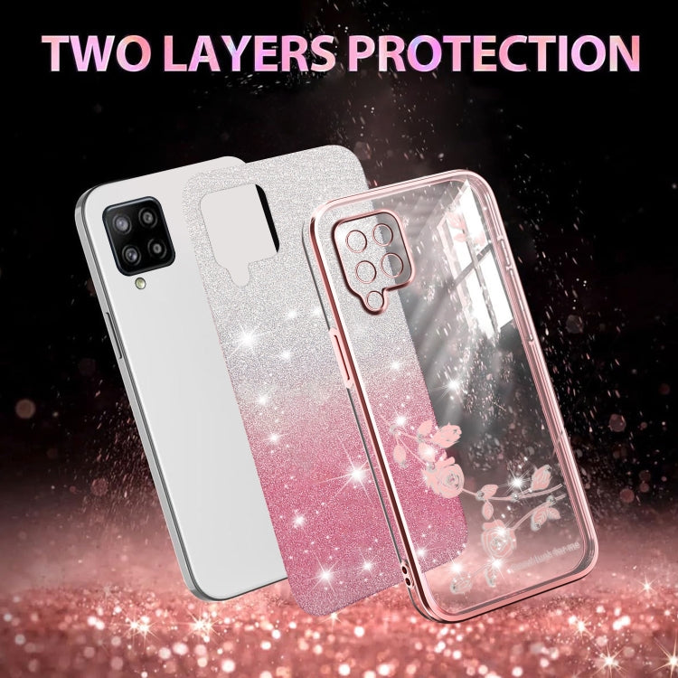 For Samsung Galaxy A42 Gradient Glitter Flower All-inclusive Phone Case