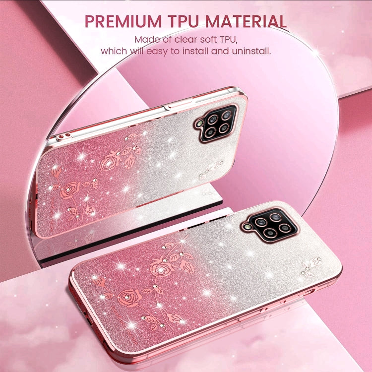 For Samsung Galaxy A42 Gradient Glitter Flower All-inclusive Phone Case