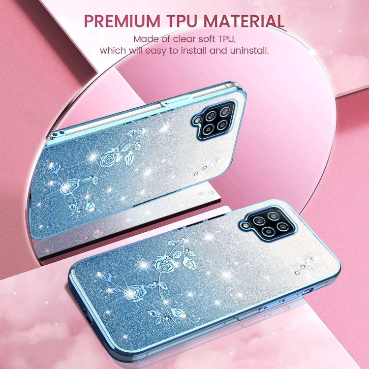 For Samsung Galaxy A42 Gradient Glitter Flower All-inclusive Phone Case