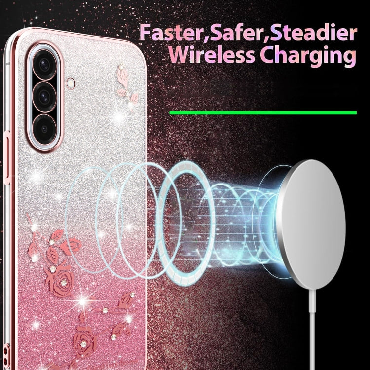 For Samsung Galaxy A36 Gradient Glitter Flower All-inclusive Phone Case