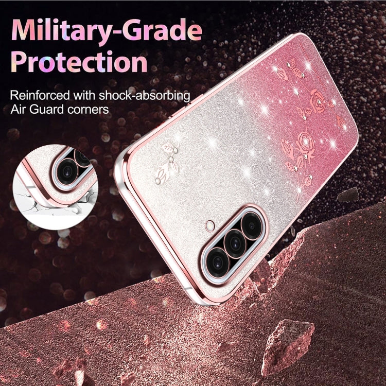 For Samsung Galaxy A36 Gradient Glitter Flower All-inclusive Phone Case