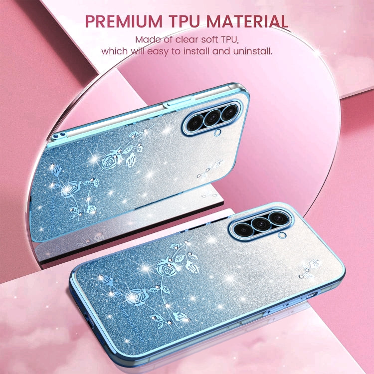 For Samsung Galaxy A36 Gradient Glitter Flower All-inclusive Phone Case