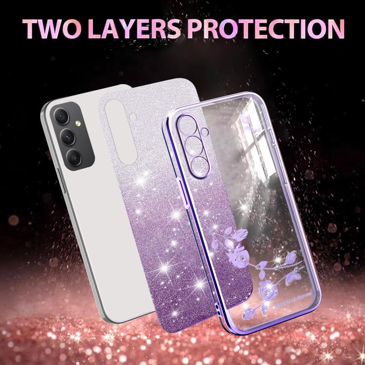 For Samsung Galaxy A35 Gradient Glitter Flower All-inclusive Phone Case