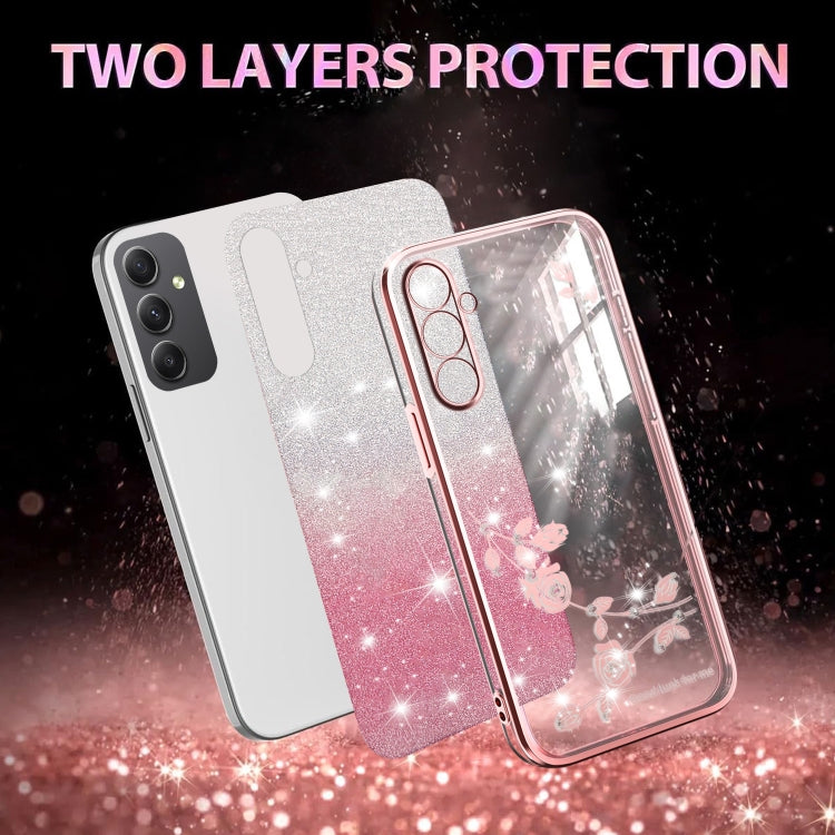 For Samsung Galaxy A35 Gradient Glitter Flower All-inclusive Phone Case