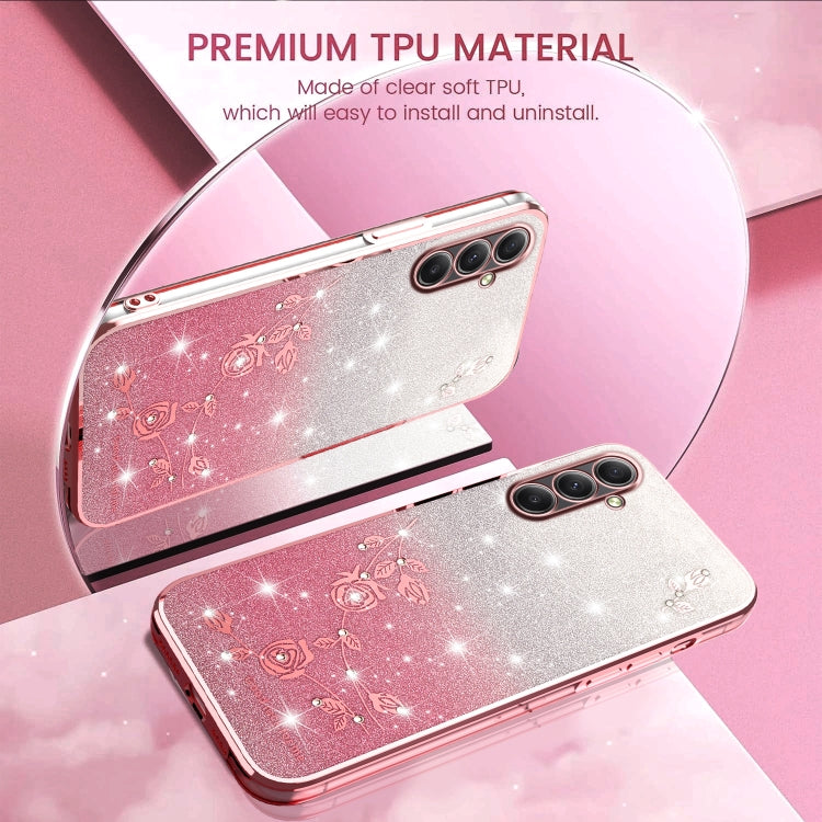 For Samsung Galaxy A35 Gradient Glitter Flower All-inclusive Phone Case