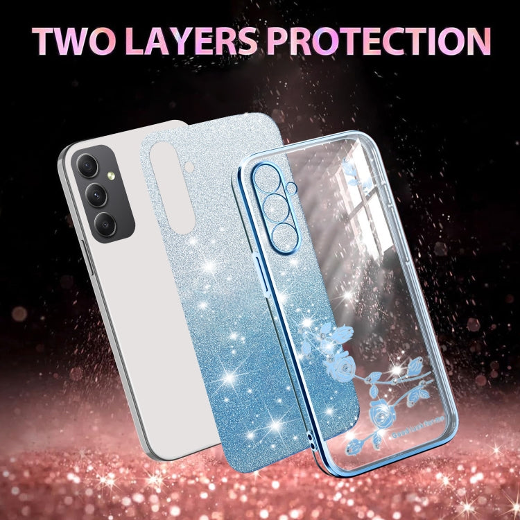 For Samsung Galaxy A35 Gradient Glitter Flower All-inclusive Phone Case