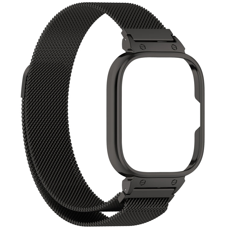 For Redmi Watch 5 Metal Frame Watch Case Integrated Milan Magnetic Steel Mesh Watch Band