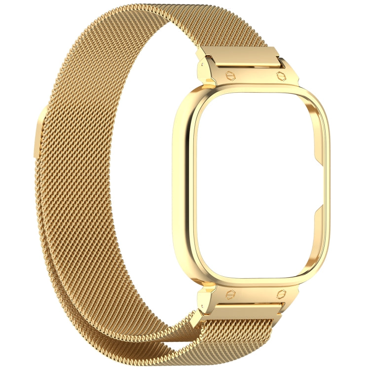 For Redmi Watch 5 Metal Frame Watch Case Integrated Milan Magnetic Steel Mesh Watch Band