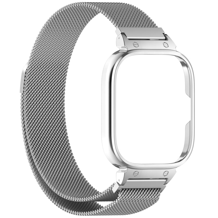 For Redmi Watch 5 Metal Frame Watch Case Integrated Milan Magnetic Steel Mesh Watch Band