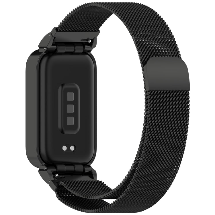 For Xiaomi Smart Band 9 Active / Redmi Band 3 Metal Frame Watch Case Integrated Milan Magnetic Watch Band