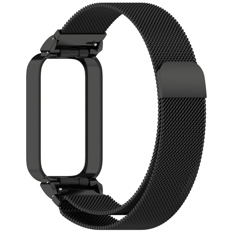 For Xiaomi Smart Band 9 Active / Redmi Band 3 Metal Frame Watch Case Integrated Milan Magnetic Watch Band