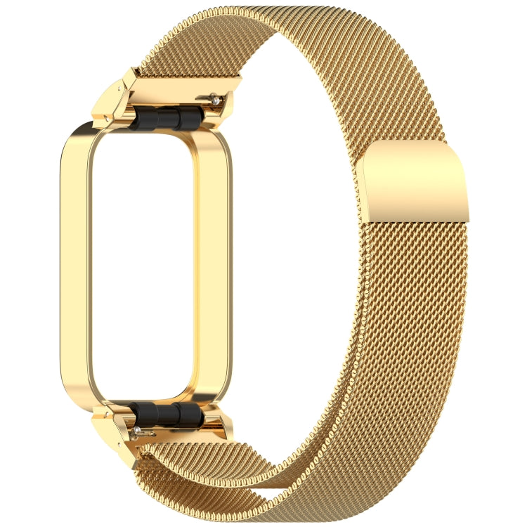 For Xiaomi Smart Band 9 Active / Redmi Band 3 Metal Frame Watch Case Integrated Milan Magnetic Watch Band