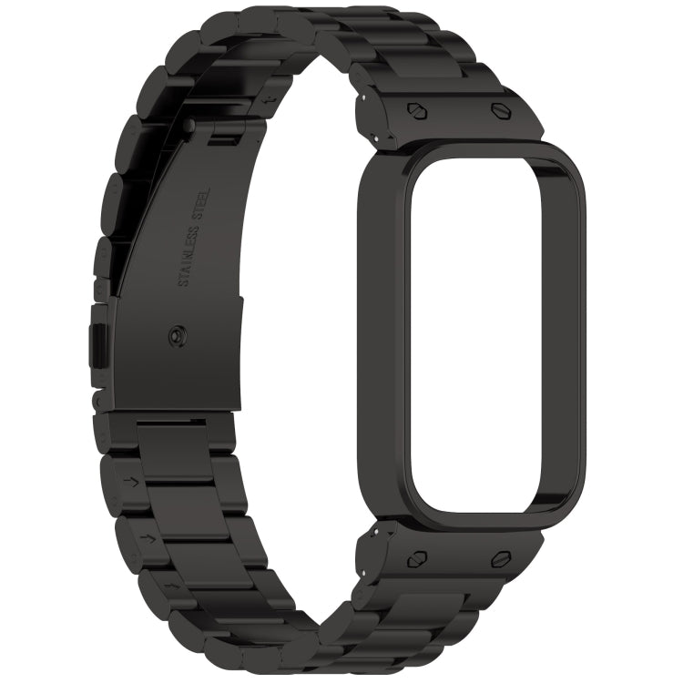 For Redmi Bnad 3 Metal Frame Watch Case Integrated Three Beads Stainless Steel Watch Band