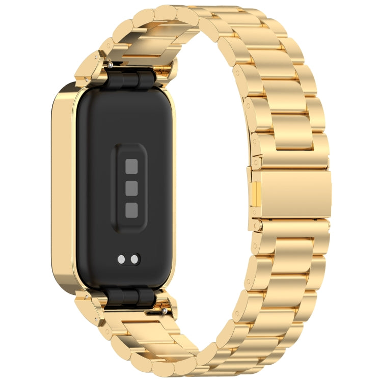 For Redmi Bnad 3 Metal Frame Watch Case Integrated Three Beads Stainless Steel Watch Band