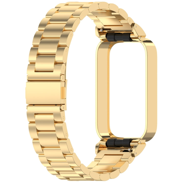 For Redmi Bnad 3 Metal Frame Watch Case Integrated Three Beads Stainless Steel Watch Band