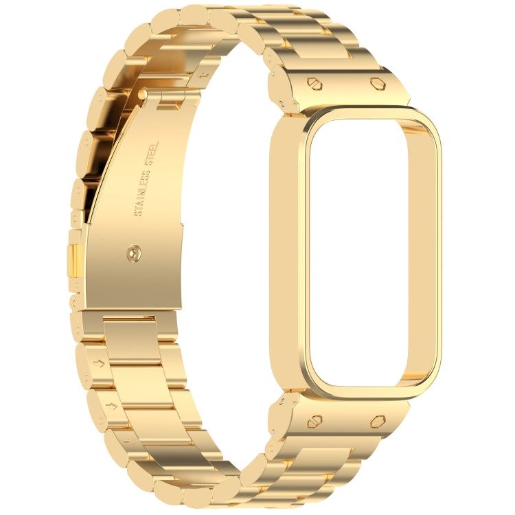 For Redmi Bnad 3 Metal Frame Watch Case Integrated Three Beads Stainless Steel Watch Band