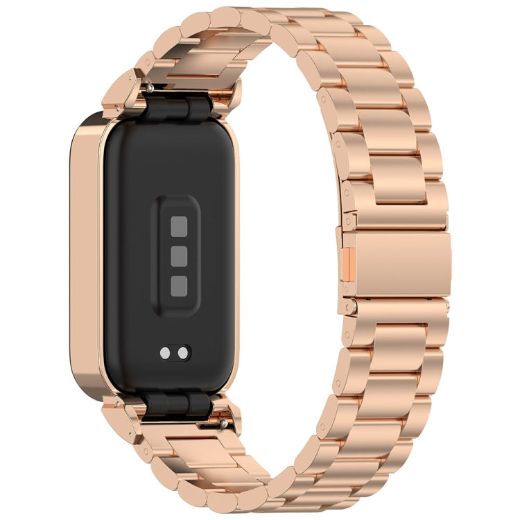 For Redmi Bnad 3 Metal Frame Watch Case Integrated Three Beads Stainless Steel Watch Band