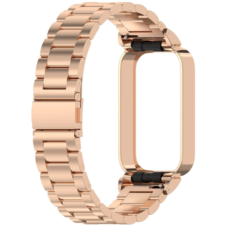 For Redmi Bnad 3 Metal Frame Watch Case Integrated Three Beads Stainless Steel Watch Band