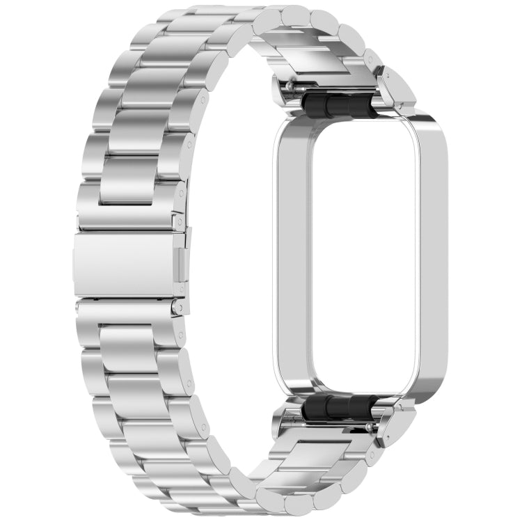 For Redmi Bnad 3 Metal Frame Watch Case Integrated Three Beads Stainless Steel Watch Band