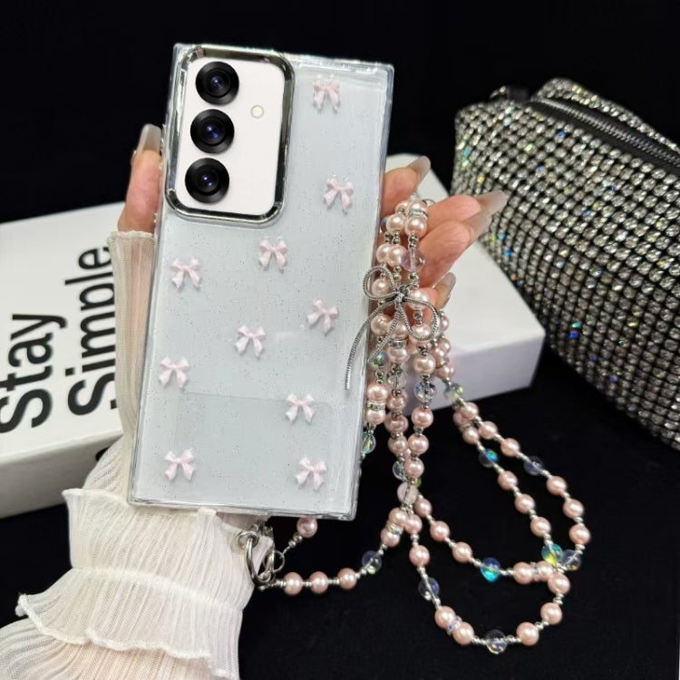 For Samsung Galaxy S25+ 5G Little Fresh Bow Neck Chain TPU Phone Case