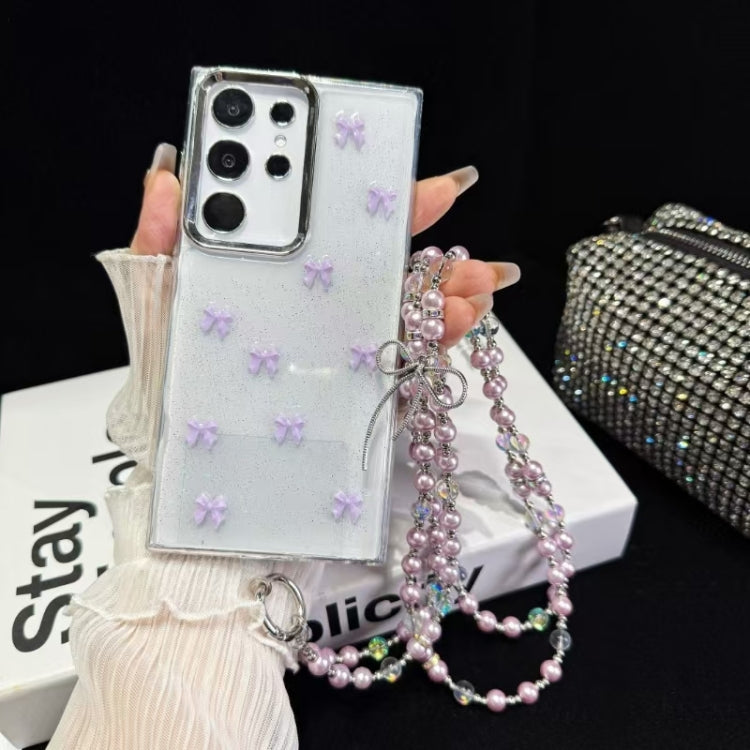 For Samsung Galaxy S24 Ultra 5G Little Fresh Bow Neck Chain TPU Phone Case