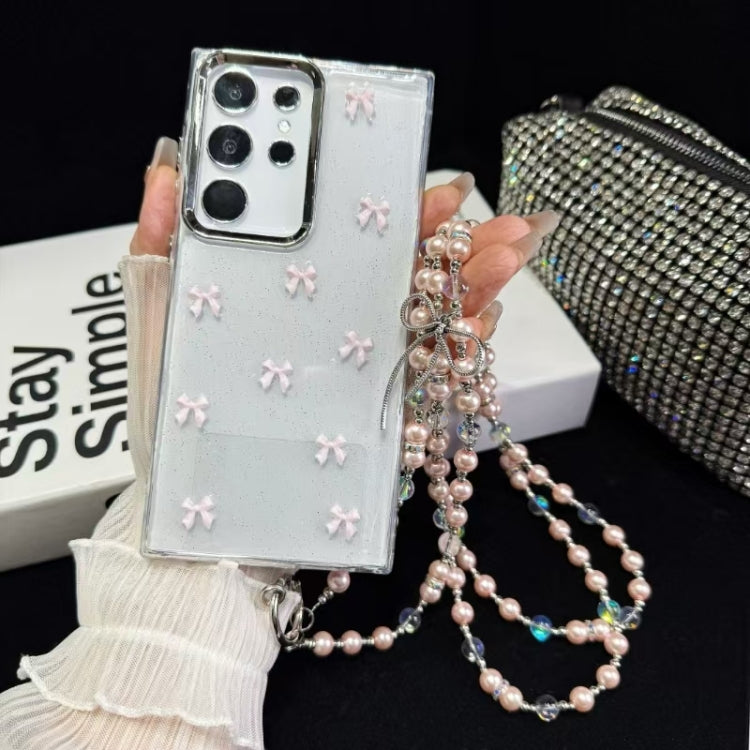 For Samsung Galaxy S22 Ultra 5G Little Fresh Bow Neck Chain TPU Phone Case