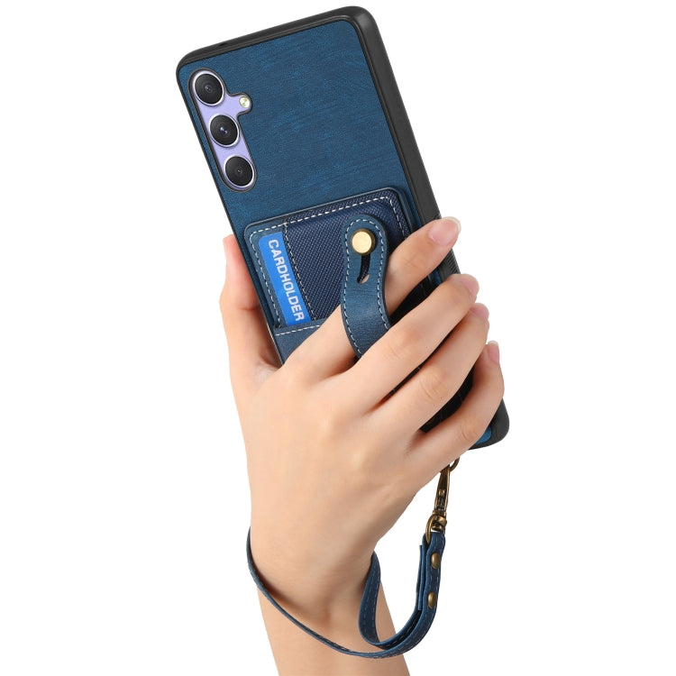For Samsung Galaxy S25 5G Retro Cross Wristband Wallet Leather Back Phone Case