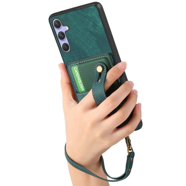 For Samsung Galaxy S25 Ultra 5G Retro Cross Wristband Wallet Leather Back Phone Case
