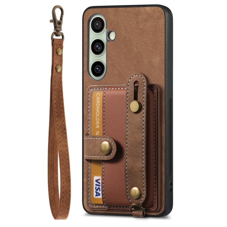 For Samsung Galaxy A56 5G Retro Cross Wristband Wallet Leather Back Phone Case