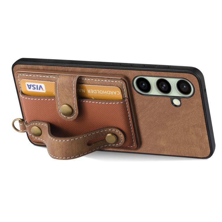 For Samsung Galaxy A56 5G Retro Cross Wristband Wallet Leather Back Phone Case