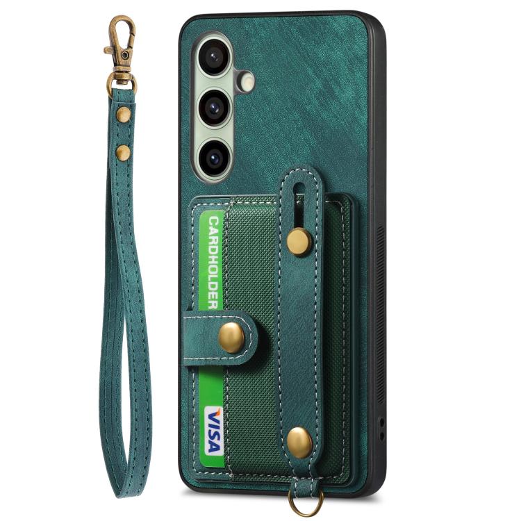 For Samsung Galaxy A56 5G Retro Cross Wristband Wallet Leather Back Phone Case