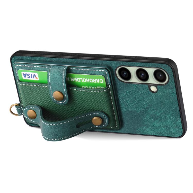 For Samsung Galaxy A56 5G Retro Cross Wristband Wallet Leather Back Phone Case