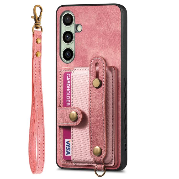 For Samsung Galaxy A56 5G Retro Cross Wristband Wallet Leather Back Phone Case