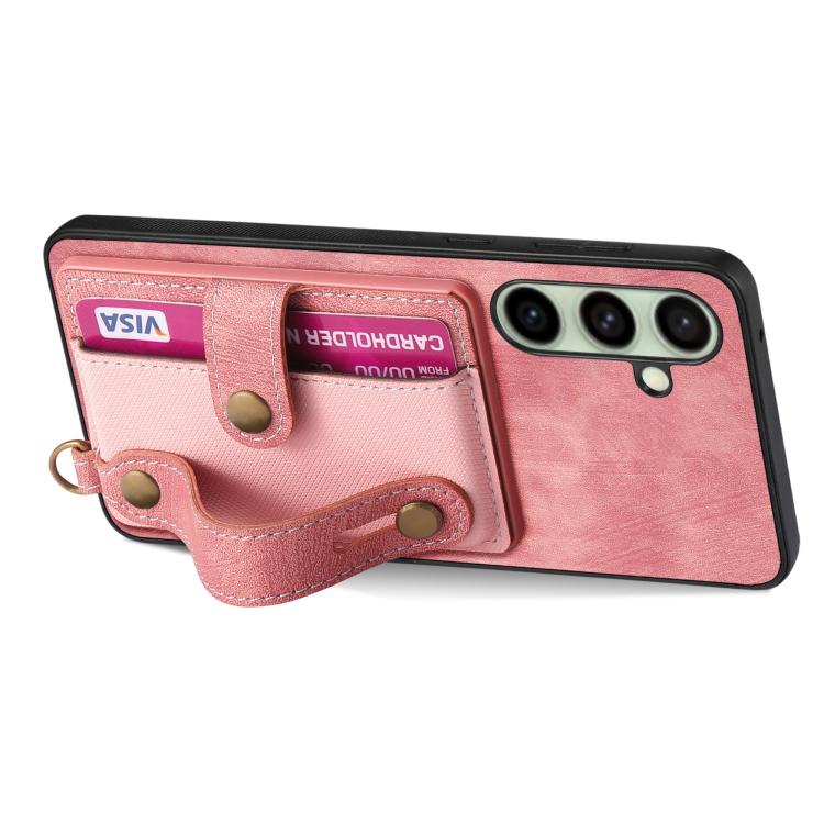 For Samsung Galaxy A56 5G Retro Cross Wristband Wallet Leather Back Phone Case