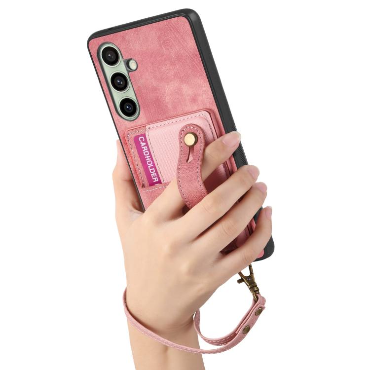 For Samsung Galaxy A56 5G Retro Cross Wristband Wallet Leather Back Phone Case