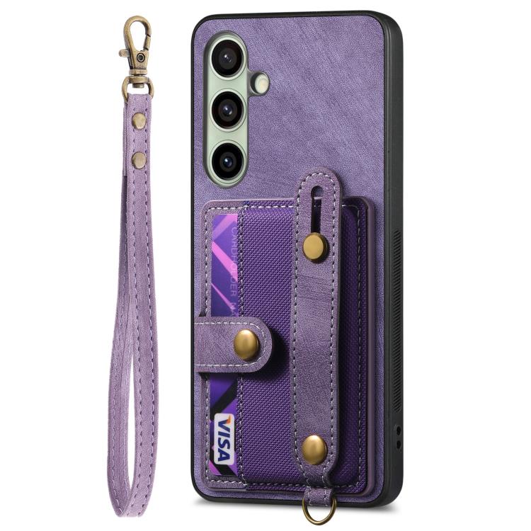 For Samsung Galaxy A56 5G Retro Cross Wristband Wallet Leather Back Phone Case