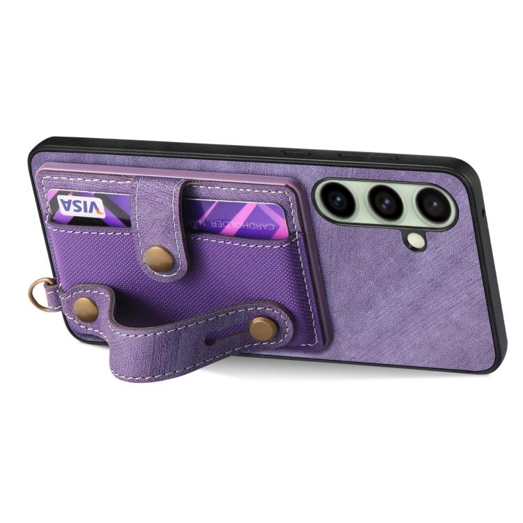 For Samsung Galaxy A56 5G Retro Cross Wristband Wallet Leather Back Phone Case