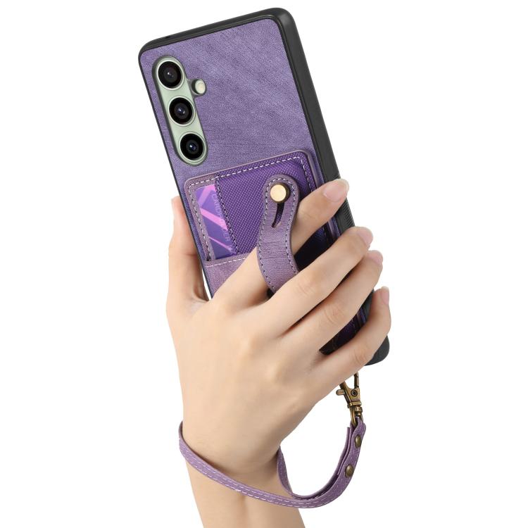 For Samsung Galaxy A56 5G Retro Cross Wristband Wallet Leather Back Phone Case