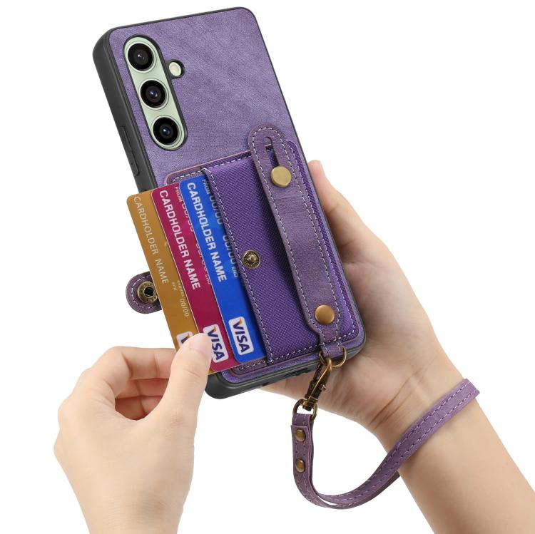 For Samsung Galaxy A56 5G Retro Cross Wristband Wallet Leather Back Phone Case