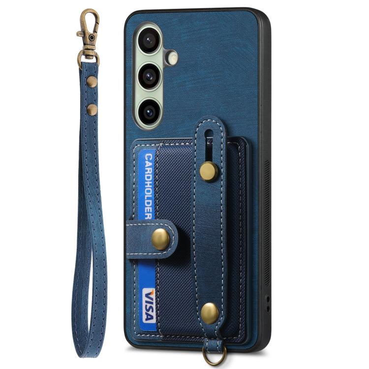 For Samsung Galaxy A56 5G Retro Cross Wristband Wallet Leather Back Phone Case