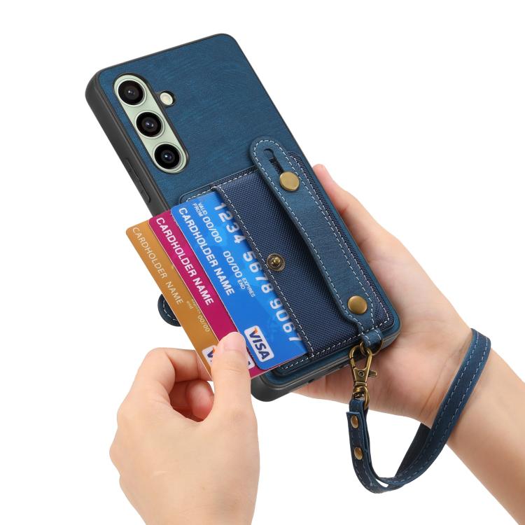 For Samsung Galaxy A56 5G Retro Cross Wristband Wallet Leather Back Phone Case