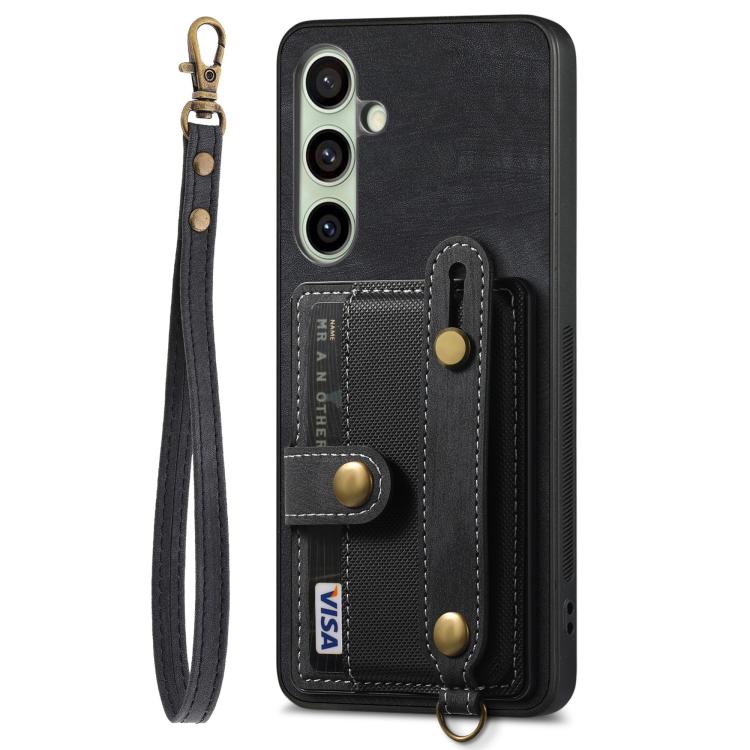 For Samsung Galaxy A56 5G Retro Cross Wristband Wallet Leather Back Phone Case